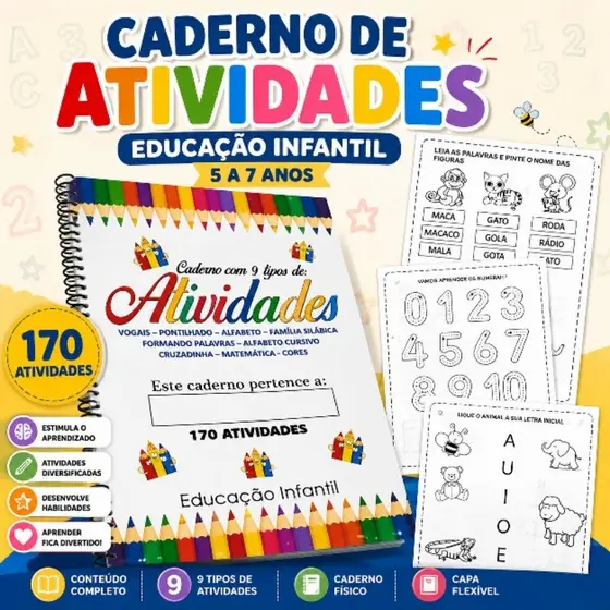 Apostila de Alfabetização A4 com 170 atividades