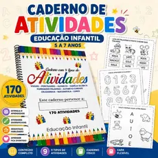 Apostila Alfabetização A4 com 170 atividades - Escola, Livro,, Educação infantil, caderno de atividades