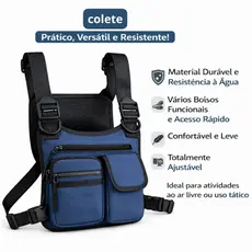 Mochila Pochete Tática Masculina Impermeável Preta Versátil - Bolsa de Peito Esportiva