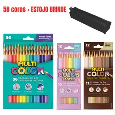 Lápis De Cor 58 Cores Multicolor Faber Castell (Cores Básicas + Pastel + Pele) + ESTOJO BRINDE