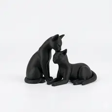 Estátua Casal Gatos Decorativa Escultura Minimalista Moderna Ornamento Enfeite Aparador Sala Quarto