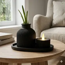 Kit Decorativo Vaso Porta Vela Bandeja Mesa Sala Quarto Presente Luxo Moderno Decoração Beleza