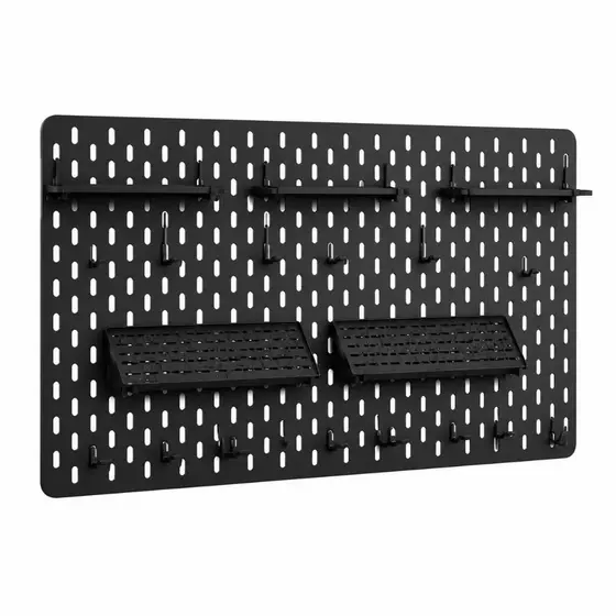 Painel Organizador Pegboard Gamer Home Office Mdf Preto Grande 89x59cm