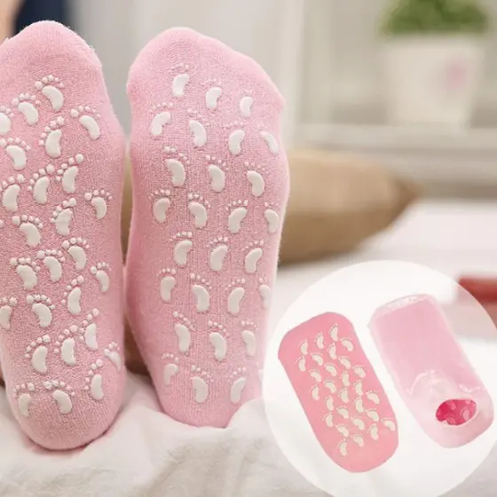 Meias Antiderrapante Par De Meia De Silicone Tratamento Ressecamento Hidratação WL-2649