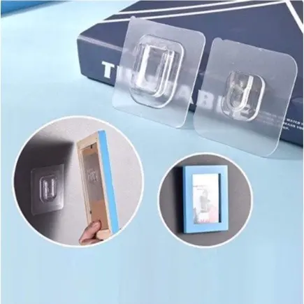 Kit c/ 10/20 Pares Gancho Adesivo Macho Fêmea Dupla Face Transparente Sem Furos Pregos Para Banheiro E Cozinha WL-2492
