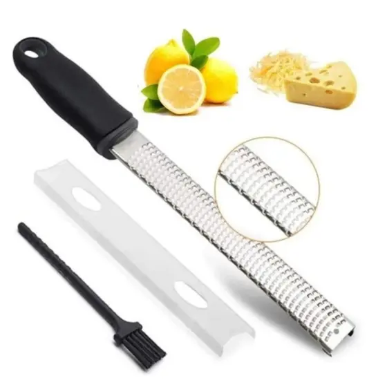 Ralador Culinário com Pincél Raspas Limão Laranja Queijo Profissional Inox Extra Fino WL-2476