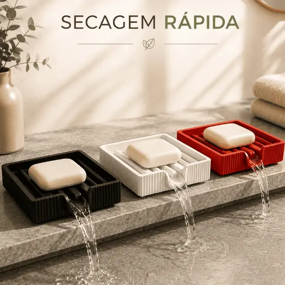 Saboneteira premium com Auto Drenagem Moderna para Banheiro