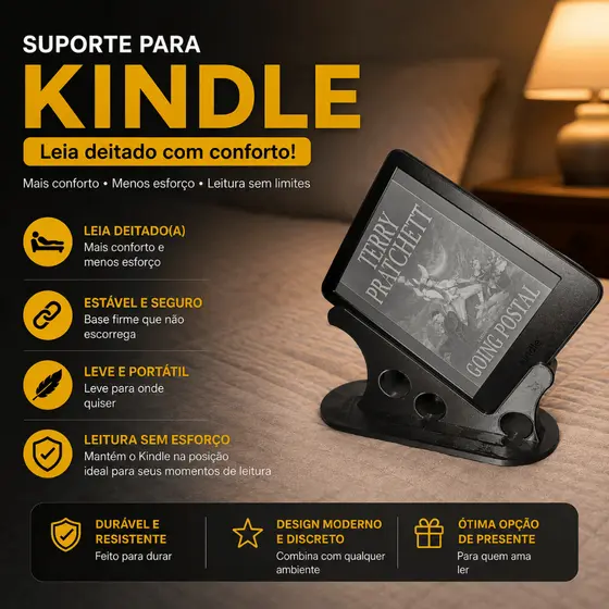 Suporte para Kindle inclinado | Leia Deitado com Mais Conforto | Base Estável para Leitor Digital