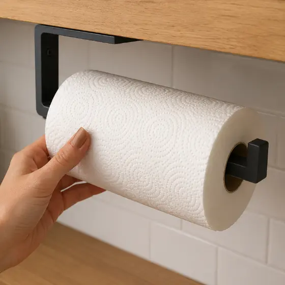 Suporte Porta Papel Toalha Sob Armário Cozinha Organizador Porta Rolo Compacto