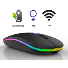 Mouse Sem Fio Recarregável Wireless Led Rgb