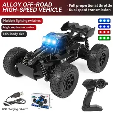 Mini  1:32 off-road em liga metálica, LED, controle 2.4G, mini carro para escalada e drift.