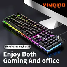YINDIAO-Teclado Gamer Wired com Numpad, Laptop, Desktops, PC, Computador,  Perfil Baixo, Gamer