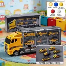 Caminhão Bombeiros Infantil com 6 Veículos Liga Kit Resgate Incêndio Presente 3+