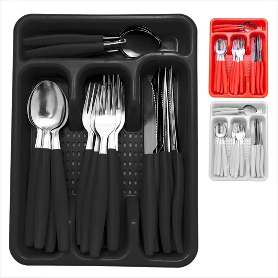 Jogo De Talheres Com Porta Talher Palmas 25 Peças Cozinha Cores