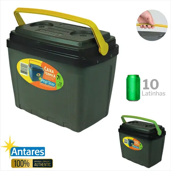 Caixa Térmica PopStar 7 Litros/10 Latas Antares Cooler Com Alça