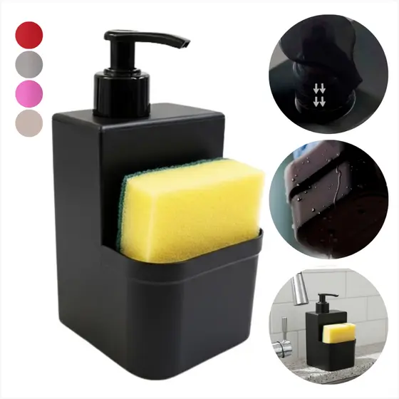 Porta Detergente Dispenser 550ml suporte Esponja Bucha Com Bico Dosador De Pia Prático Resistente