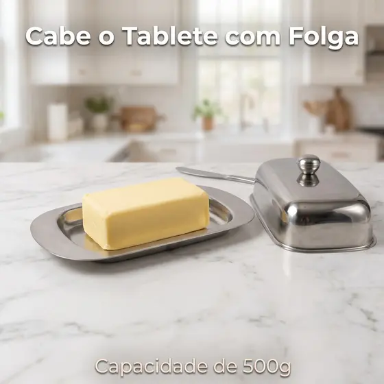 Manteigueiraer Preta Com Espátula Inox E Tampa Bambu