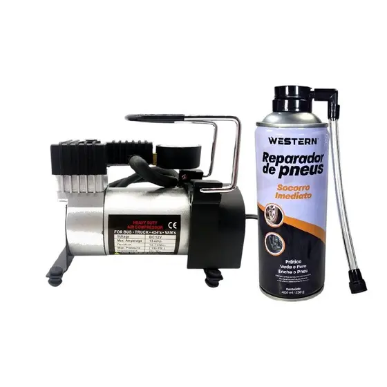 Mini Compressor Portátil 12V 150PSI Spray Reparo Eficiente Buraco No Pneu Emergência Estrada