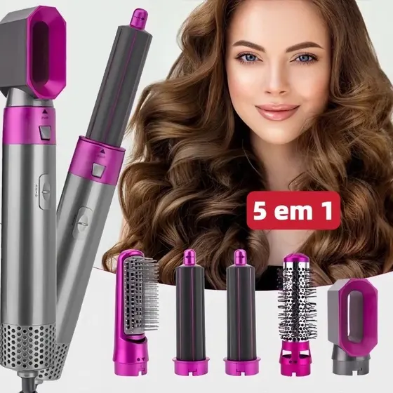 Escova 5 em 1 Secador, Pente, Modelador, Aumenta volume Profissional 110V