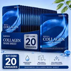 Kit 20 Máscaras Faciais Baroness Collagen Mask Sheet Original | Hidratação Profunda e Efeito Firmador