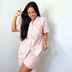 Pijama Americano Feminino Importado com Botões Maternidade Confortável Várias Cores