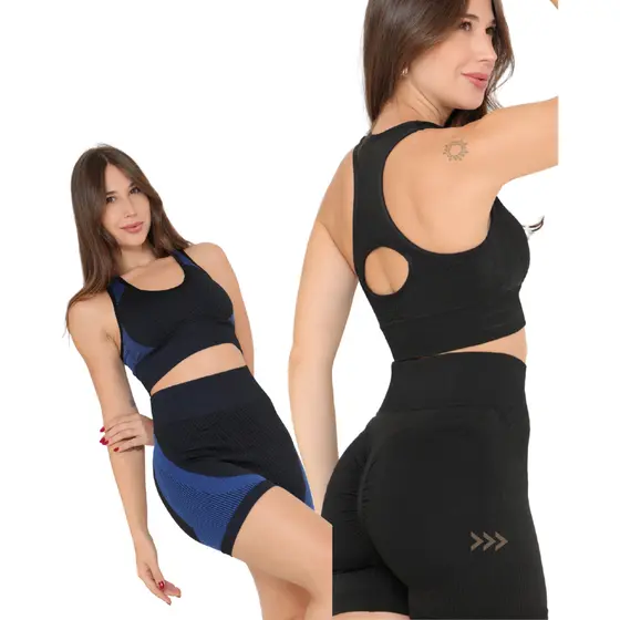 Kit Conjunto Fitness Feminino Narcizo Top e Short Anticelulite Moda Academia