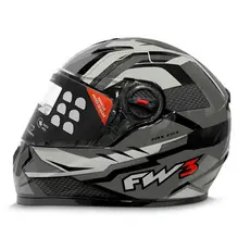 Capacete FW3 GTX Fox Grafite Integral Com Viseira UV + Narigueira Alta Moto Masculino Feminino