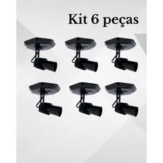 Spot Luminaria Kit 6 unidades Simples Branco ou Preto Aletado Articulado Sobrepor Teto Iluminação