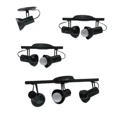 Kit 4 peças Luminária Trilho Triplo Preto Double p/ Teto iluminação minimalista