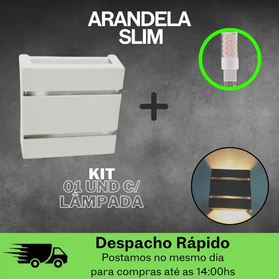 Arandela Slim 2 Focos e 2 Frisos com Lâmpada Led 5w Luminária Muro Parede Corredor Clean Minimalista