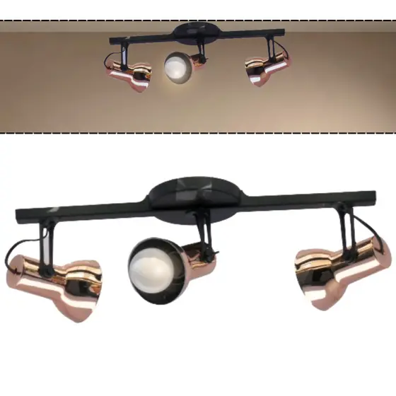 Spot Trilho Triplo Rose lustre gold led eletrificado