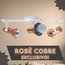 Luminaria Spot Trilho Triplo Branco e Rosê Cobre Exclusivo! Eletrificado e27