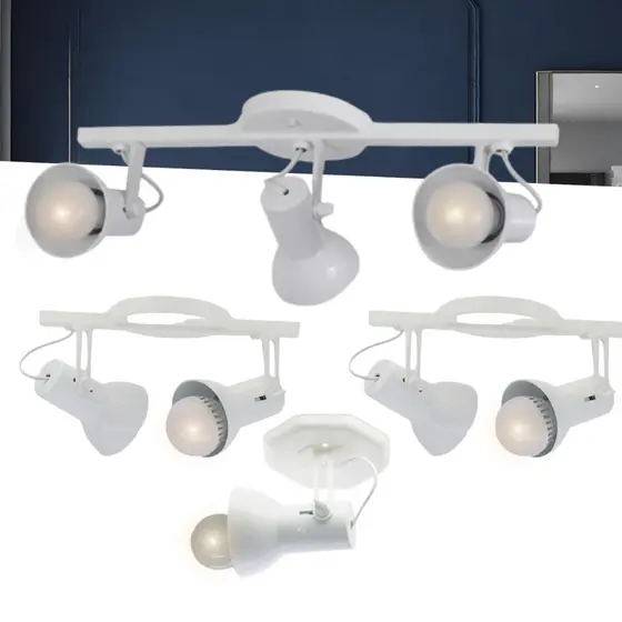 Kit 4 peças Luminaria Lustre Spot Trilho  Luz Direcionável E27 - Branco - Kit 4 peças SEM LAMPADA