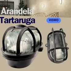 Luminária Arandela Tartaruga Vidro Preto/Branco Parede Muro Teto Jardim Iluminação com Vedacao