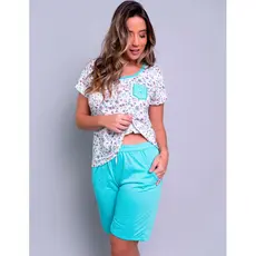 Promoção Pijama Feminino Estampado Adulto  Short Manga Curta Verão  Baby Doll