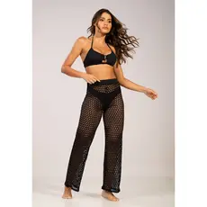 Calça Saída de Praia Feminina Vekyo Estilo Tricot Flare Cintura Alta