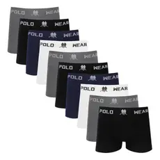 Kit 10 Cuecas Boxer Masculinas PoloWear Microfibra Sortidas