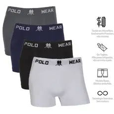 Kit C/ 4 Cuecas Boxer Polo Wear Lisa Microfibra