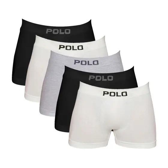 Kit Com 5 Cuecas Boxer Box Polo 781 Algodão Sortido