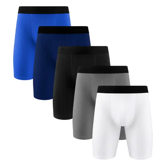 Kit 5 Cuecas Boxer Long Leg Microfibra Poliamida Toque Gelado Confortável C70 Masculina Sortida