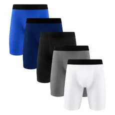Kit 5 Cuecas Boxer Long Leg Microfibra Poliamida Toque Gelado Confortável C70 Masculina Sortida