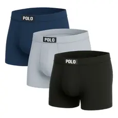 Kit 3 Cuecas Boxer Viscose Polo Masculina Toque Gelado