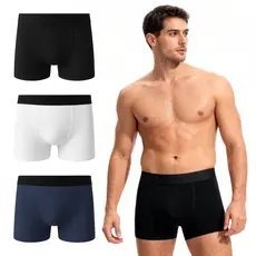 Kit 3 Cuecas Box Boxer Basic Lisa 100% Algodão Masculina Sortido