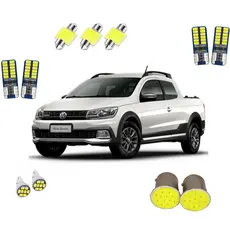 Kit Lâmpadas Led Saveiro Cross 2018 2019 Teto Placa Ré Efeito Xenon Super Branco 6000k