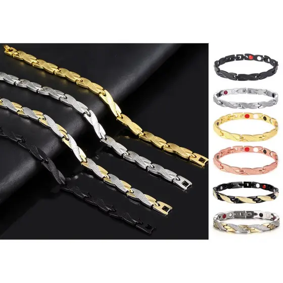 6 MODELOS: Bracelete Pulseira Magnética Escama de Dragão 3 Cores Terapia Magnética Alívio da Artrite