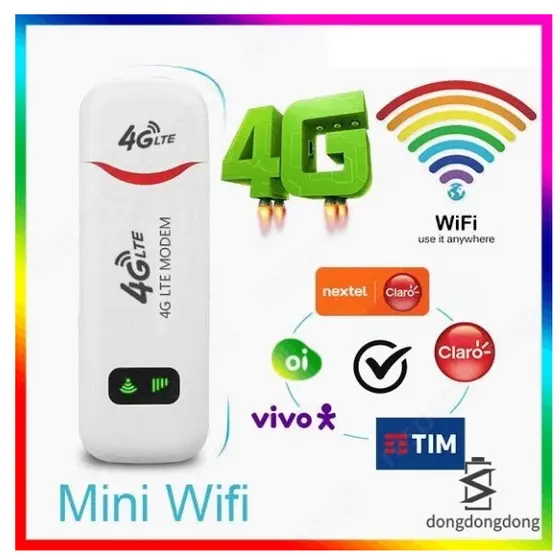 Modem 4g Lte Wi-fi Hotspot Roteador Dongle Usb 150 Mbps Cor Branco-v2 Para Carro
