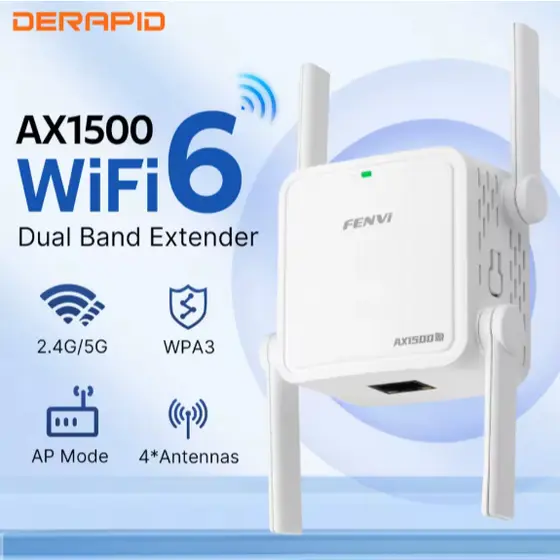 Repetidor Gigabit Fenvi wifi 6 AX1500mbps banda dupla 2.4ghz/5ghz Amplificador de Sinal Wi-fi