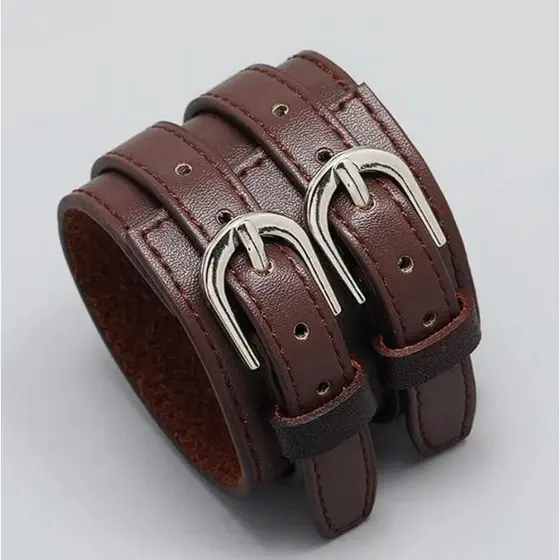 2 MODELOS: Linda Pulseira Couro Legítimo Bracelete Johnny Depp 2 cores Disponíveis com 2 Fivelas