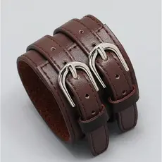2 MODELOS: Linda Pulseira Couro Legítimo Bracelete Johnny Depp 2 cores Disponíveis com 2 Fivelas