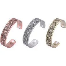 3 MODELOS: Bracelete Pulseira Magnética Viking 15mm Árvore Vida Terapia Alívio Dores Artrite 3 CORES